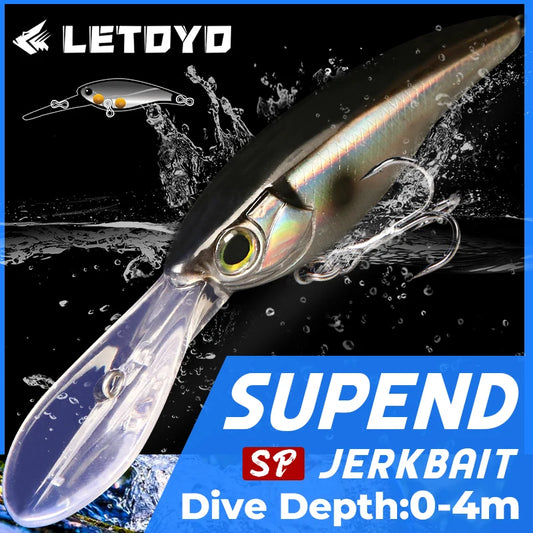 LETOYO Suspending Minnow 3.8g 6g 10g 0-4m Deep Diving- BASS, PIKE, TROUT, WALLEYE