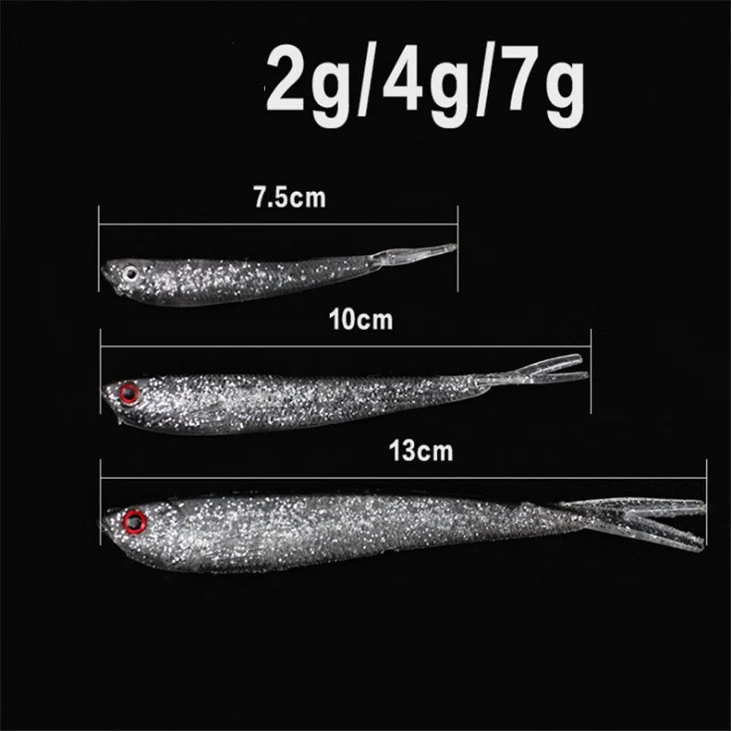 5pcs/lot Soft Lure 2g 4g 7g Silicone Swimbaits for Bass, Carp, Trout, Walleye, Pike etc.