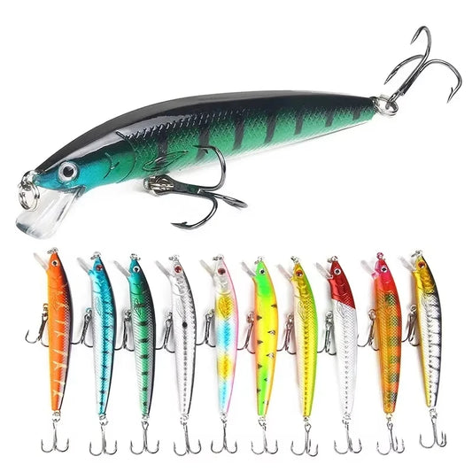 10pcs 9g/10cm Fishing Lures Minnow Floating Hard Bait Trolling Artificial Bait Wobbler Crankbait Predator Fishing
