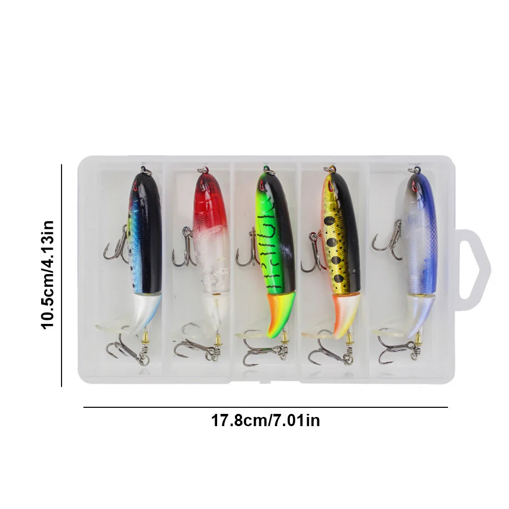 5pcs Whopper Plopper-style, Rotating Tail, for Bass, Pike etc.- for Topwater Fishing
