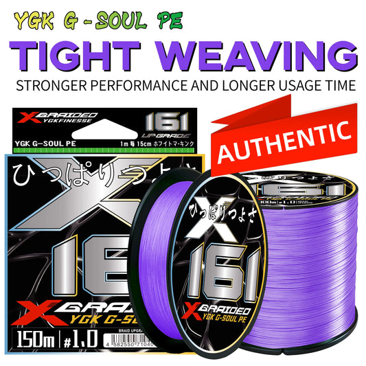 2026NEW YGK X16 PE Braided Fishing Line 16 Strands, Purple, Ultra Smooth Multifilament PE Line 100/150/200/300/500M Japan Quality