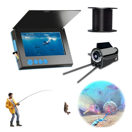 4.3/5 Inch HD Underwater Fishing Camera 12pcs Infrared Lights Ice Fishing Camera with 220° Wide View for Ice-Fishing
