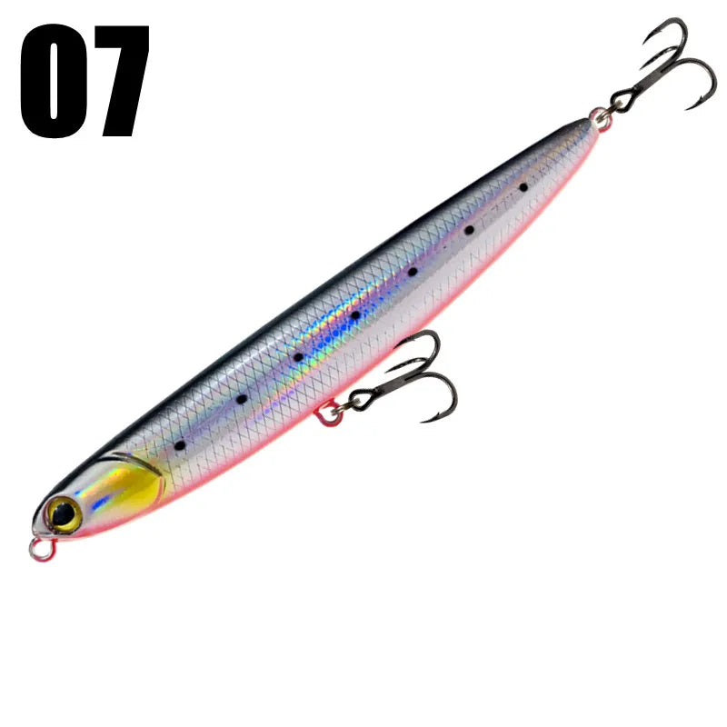 GREENSPIDER New Pencil Stick-bait - 115mm/13.5g
TOPWATER ACTION for BASS, PIKE, MUSKY, STRIPERS, CATFISH, REDFISH, TARPON, SNOOK & other PREDATORS