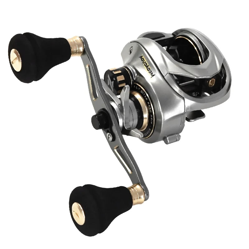 Seasir Megacuda Baitcasting Reel- Drag 15KG, Deep Spool 6.5:1, Aluminum Frame, Carbon Side, Double Handle, Metal Reel