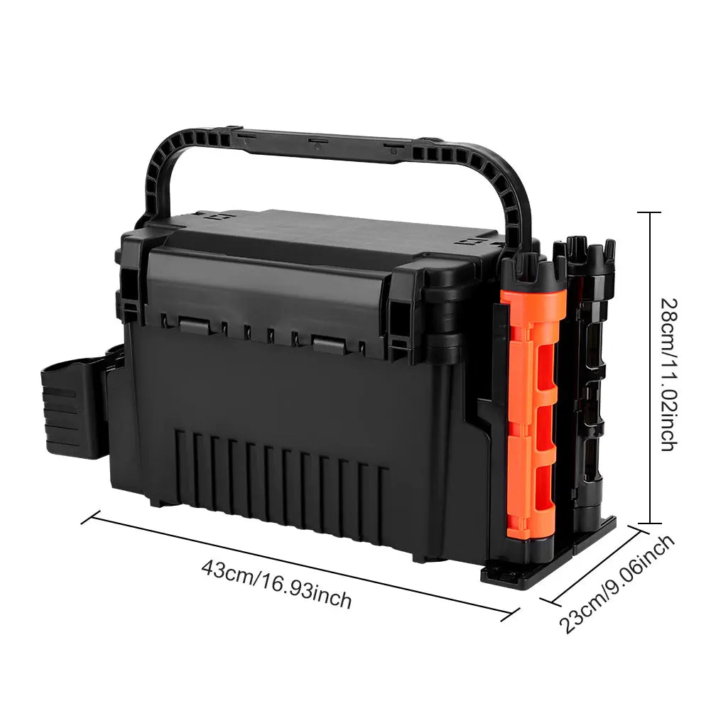 2 Tier Fishing Tackle Box with Cup & Rod Holder