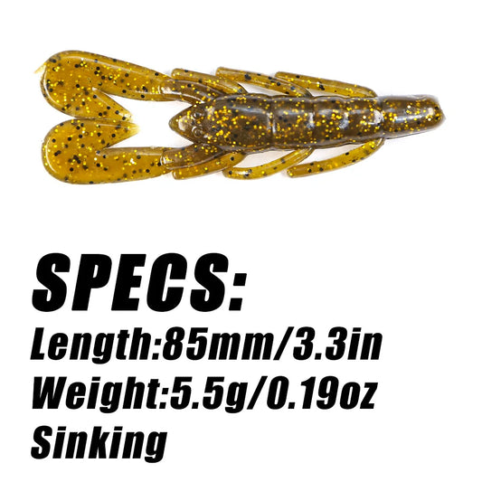 PEAK 6pcs Craws Soft Baits--BASS, PIKE, CATFISH, & other PREDATORS