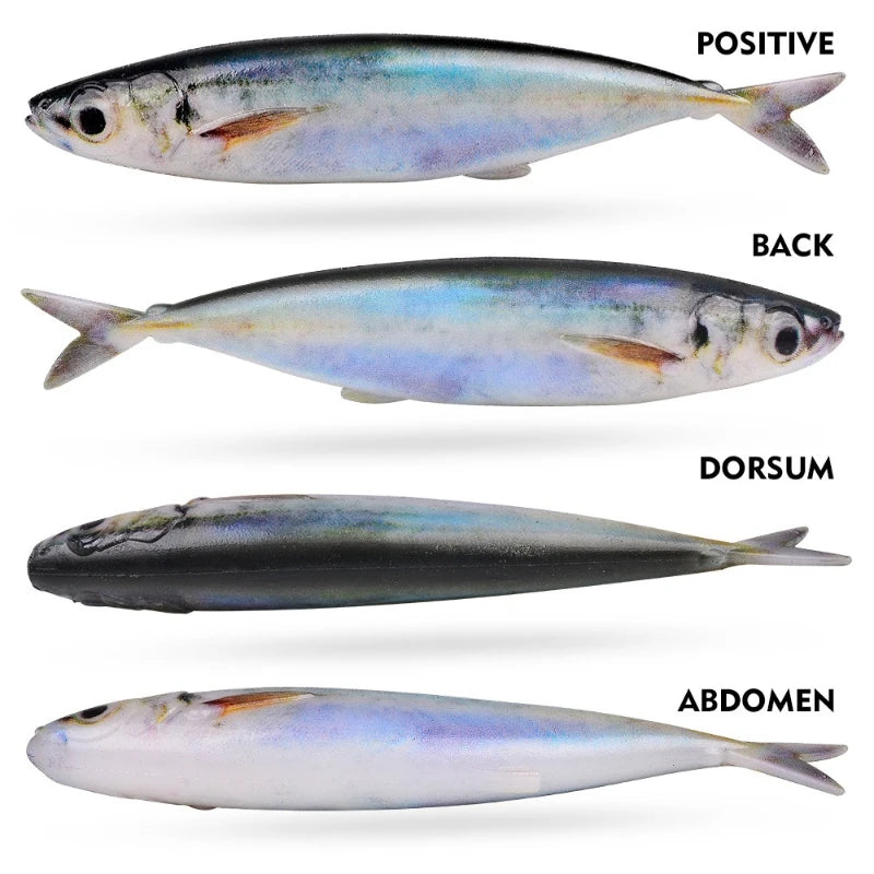3PCS 14.5cm 33g Mackerel , Soft Bait, Weightless Wacky & Neko Rig for Saltwater- Slow Sinking Fluke for Sea Bass, Tuna
