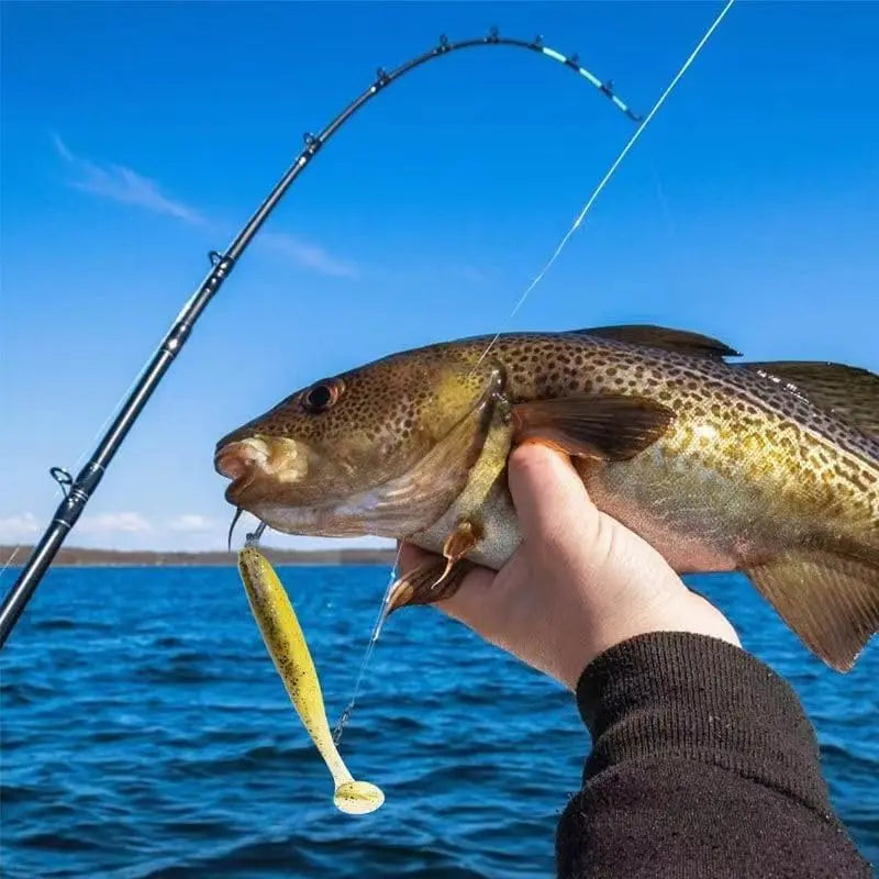 Soft Fishing Lures Kit: 90pcs Plastic Baits with 5 Fishhooks, Paddle Tail Swimbaits- for Bass, Trout, Walleye, Crappie