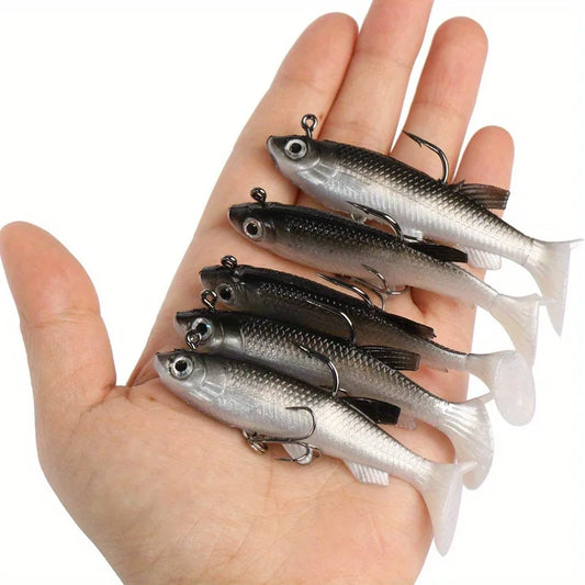 5Pcs Realistic Soft Bait-8Cm Swim-Bait-High-Quality Sharp Hooks- for Freshwater/Saltwater PREDATORS
