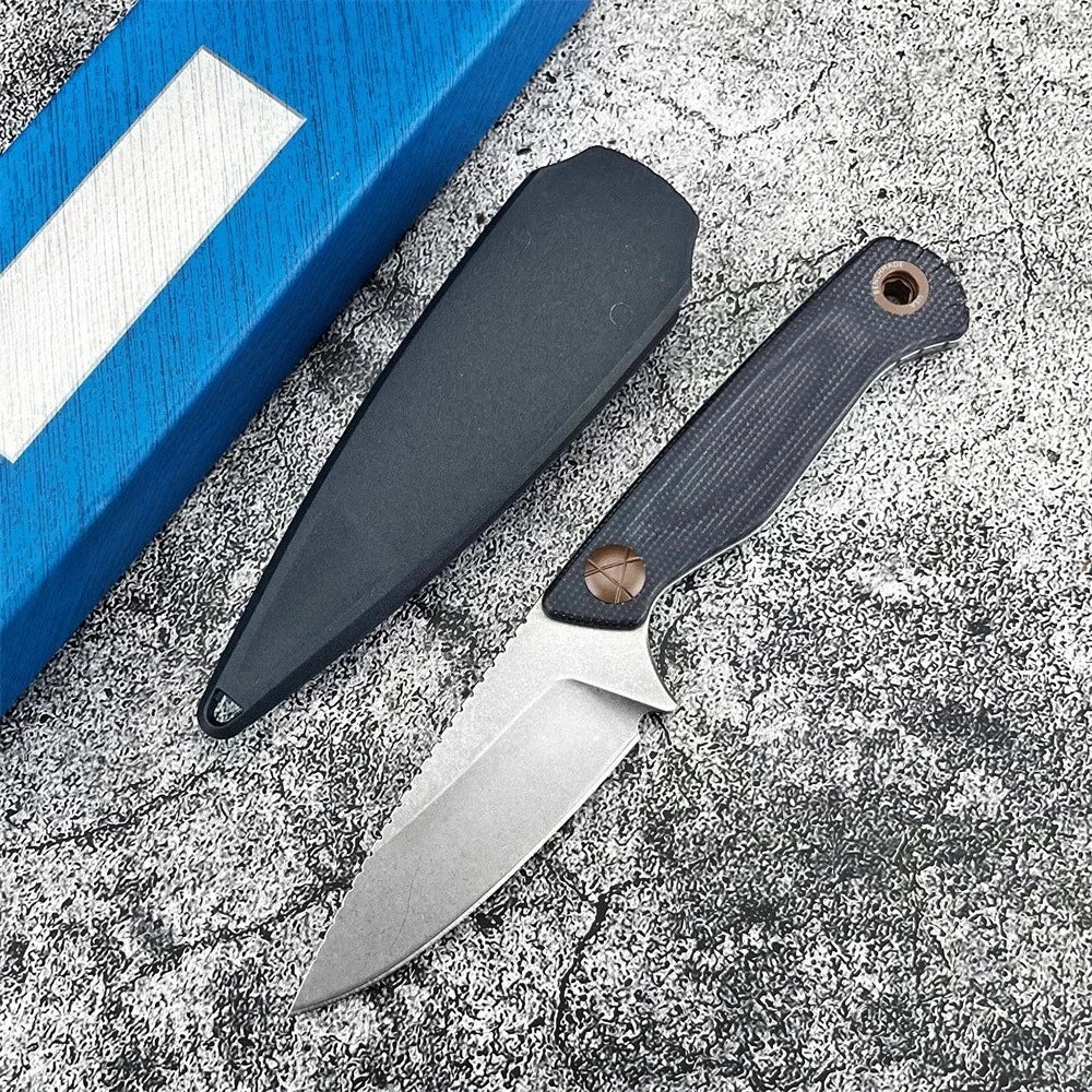 BM 203BT Fixed Blade Knife with Sheath D2 Steel Blade G10 Handle- Outdoor EDC Camping Knife, Hiking, Hunting, Survival Tool