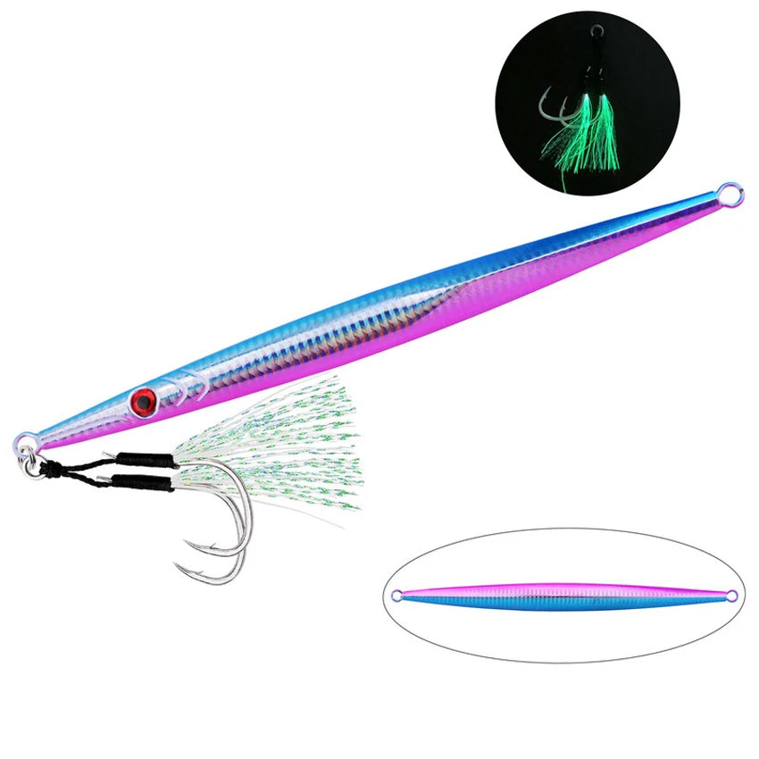 1pcs PELAGIC & BOTTOM FISH Jig - Fast Sinking And Slow Shaking, Luminous, Iron Plate 100g