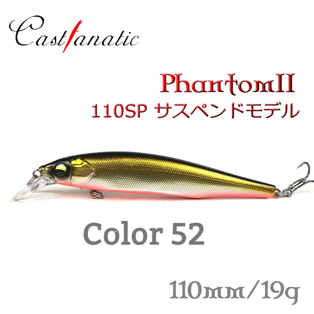 THETIME Brand PHANTOM2 110SP Suspending JERK-BAIT 110mm 19g
BASS, PIKE, WALLEYE/ZANDER, TROUT/SALMON, PERCH, CRAPPIE, CATFISH, CARP & OTHER PREDATORS