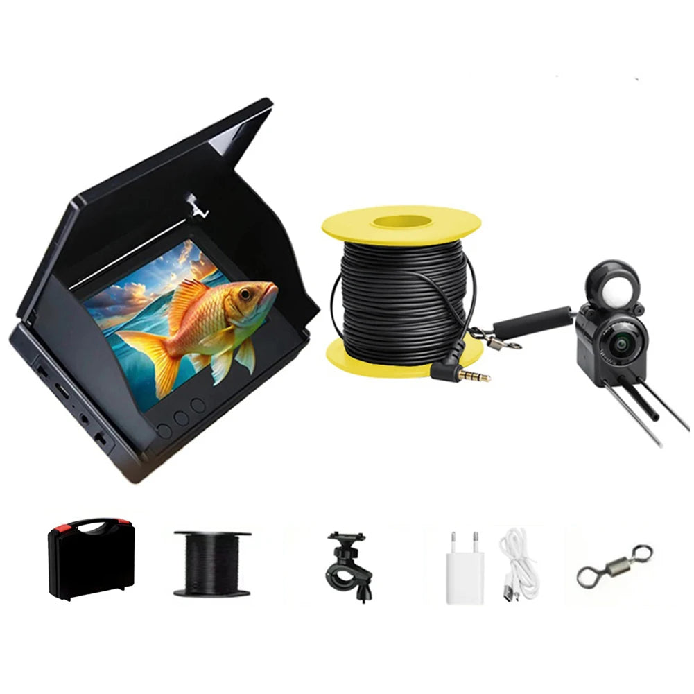 Underwater Fishing Camera 4.3 Inch IPS Monitor Ice Fishing Fish Finder 220°, Night Vision, Waterproof 15/20/30m Cable