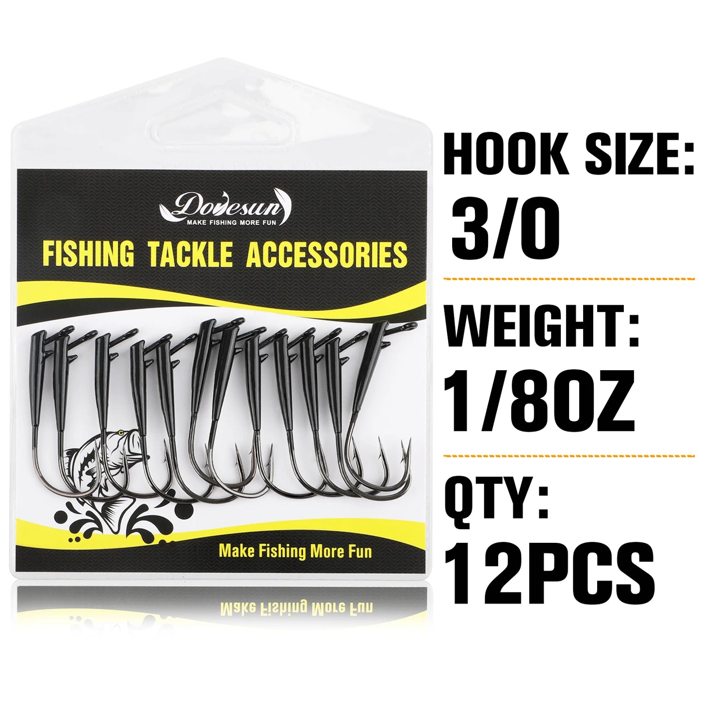 Dovesun 12PCS Ozark Rig Hooks/Jig-Heads, 3/0, for Saltwater & Freshwater