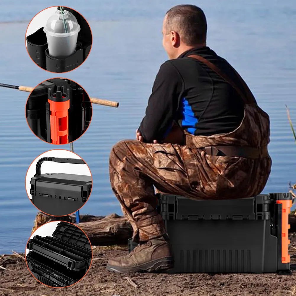 2 Tier Fishing Tackle Box , Fishing Gear Carry On Case