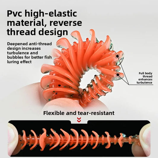 100Pcs Reverse Thread Paddle-tail soft baits- For ALL Predators