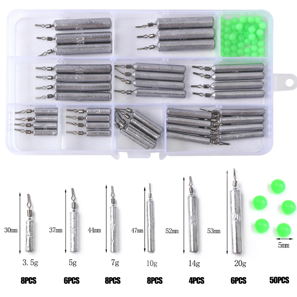 90pcs Sinkers, Slim Drop Shot Weight Set with Storage Box, Multiple Sizes, Drop Shot Fishing