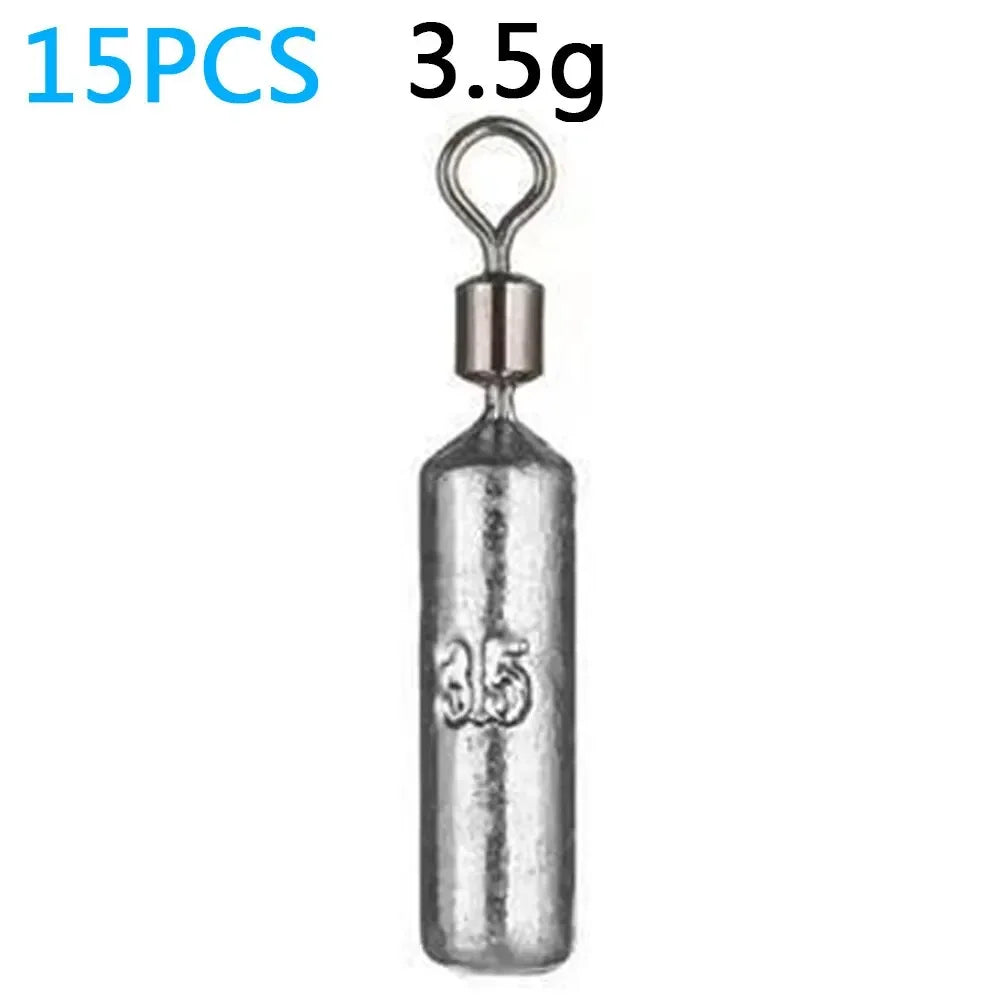 Fishing Weight 15PCS/Lot Sinker Mold 3.5g 5g 7g 10g 14g 20g Tube Bullet