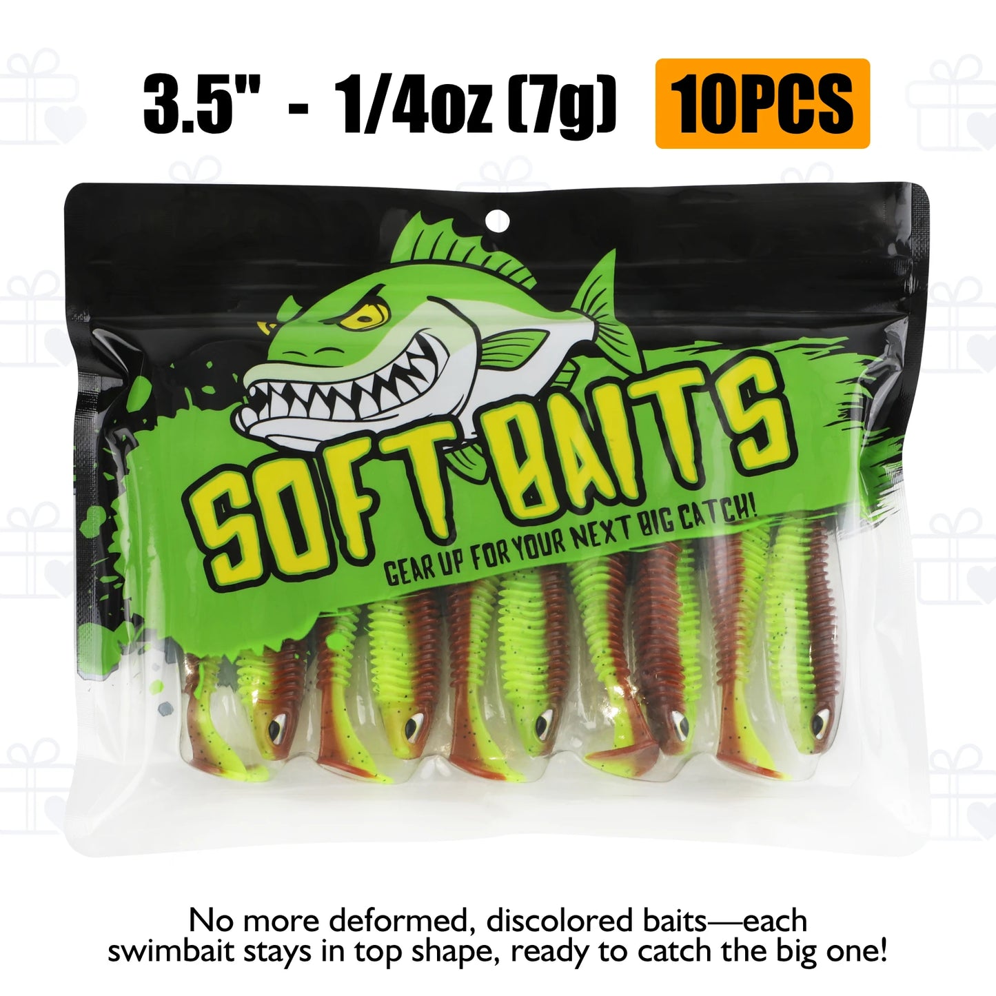 Paddle Tail Swimbaits 10/16/20PCS Trout Crappie Walleye BASS Soft Baits for Fishing (Green)