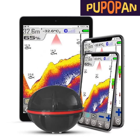 Smart Fishfinder 125KHz Wireless Sonar for Boat & Shore, 60M Lake Sea GPS App Control Smartphone, Fish Finder- Tablet Compatible