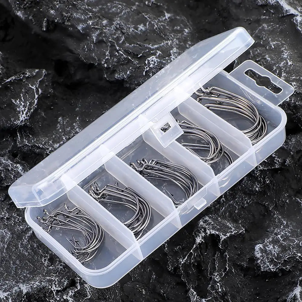 EWG Offset Worm Hooks for Bass Fishing, Texas Rig Hooks for Senko Soft Plastics Bait in Saltwater or Freshwater Size:2#