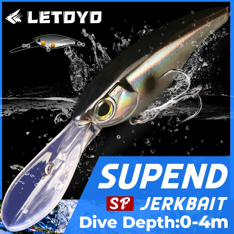 LETOYO Suspending Minnow 3.8g 6g 10g 0-4m  Deep Diving- BASS, PIKE, TROUT, WALLEYE