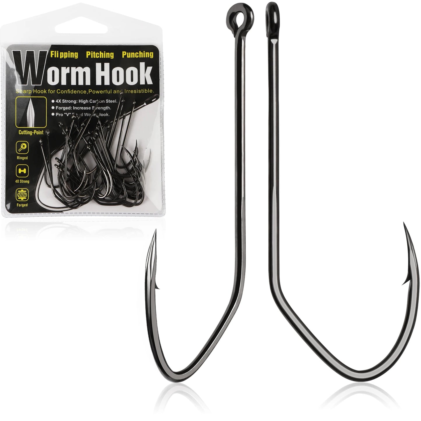 Dovesun Weedless, Wacky Rig Hooks 30PCS Professional V Bass Fishing Hooks for Freshwater Saltwater
