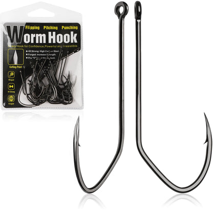Dovesun Weedless, Wacky Rig Hooks 30PCS Professional V Bass Fishing Hooks for Freshwater Saltwater