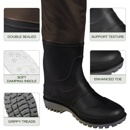 Ghosthorn Chest Waders for Men or Women with Insulated Boots, Nylon/PVC Waterproof Fishing Waders, Boot feet, Duck Hunting Waders