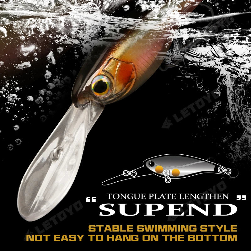 LETOYO Suspending Minnow 3.8g 6g 10g 0-4m  Deep Diving- BASS, PIKE, TROUT, WALLEYE