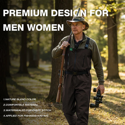 Ghosthorn Chest Waders for Men or Women with Insulated Boots, Nylon/PVC Waterproof Fishing Waders, Boot feet, Duck Hunting Waders