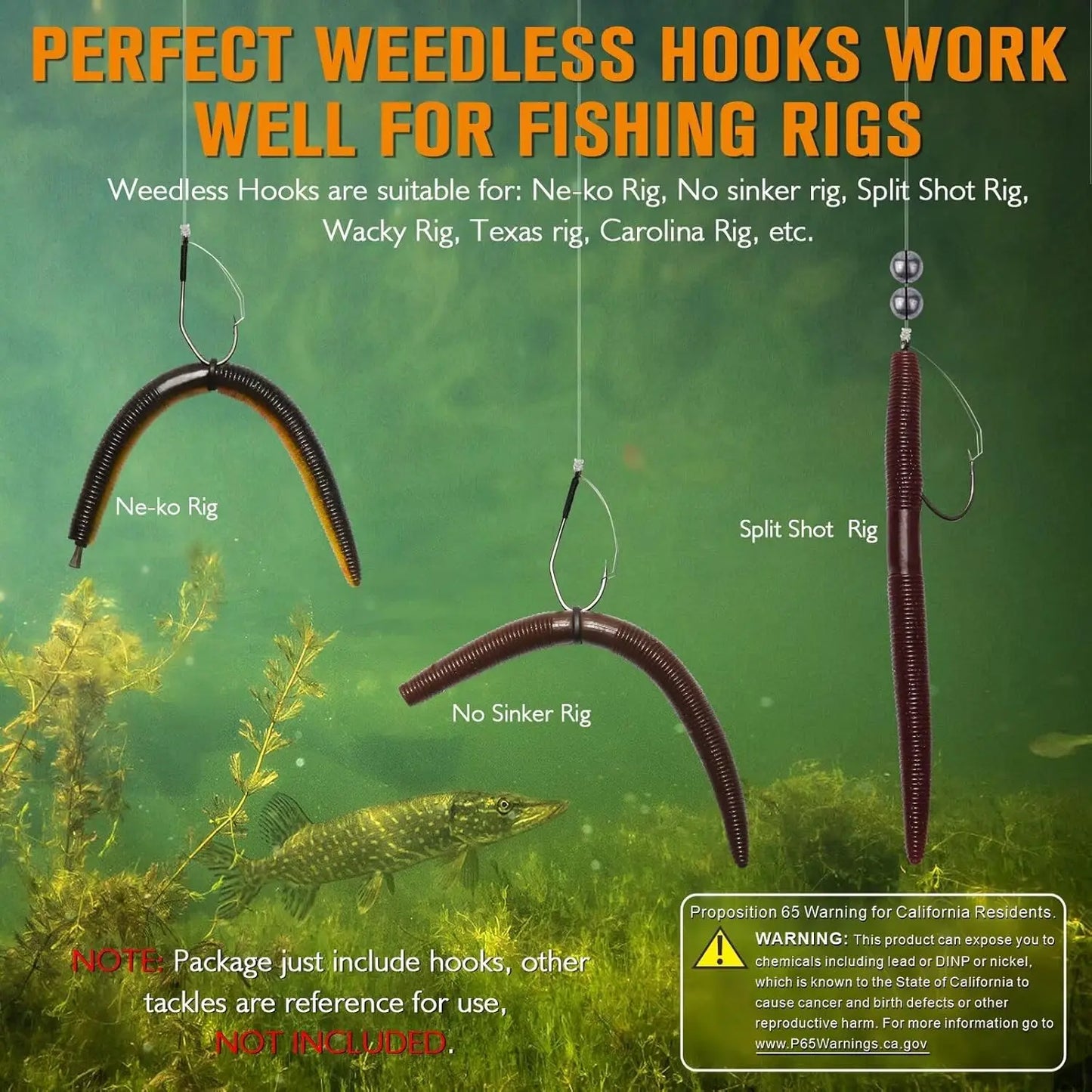 Dovesun Weedless, Wacky Rig Hooks 30PCS Professional V Bass Fishing Hooks for Freshwater Saltwater