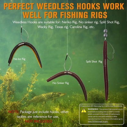 Dovesun Weedless, Wacky Rig Hooks 30PCS Professional V Bass Fishing Hooks for Freshwater Saltwater