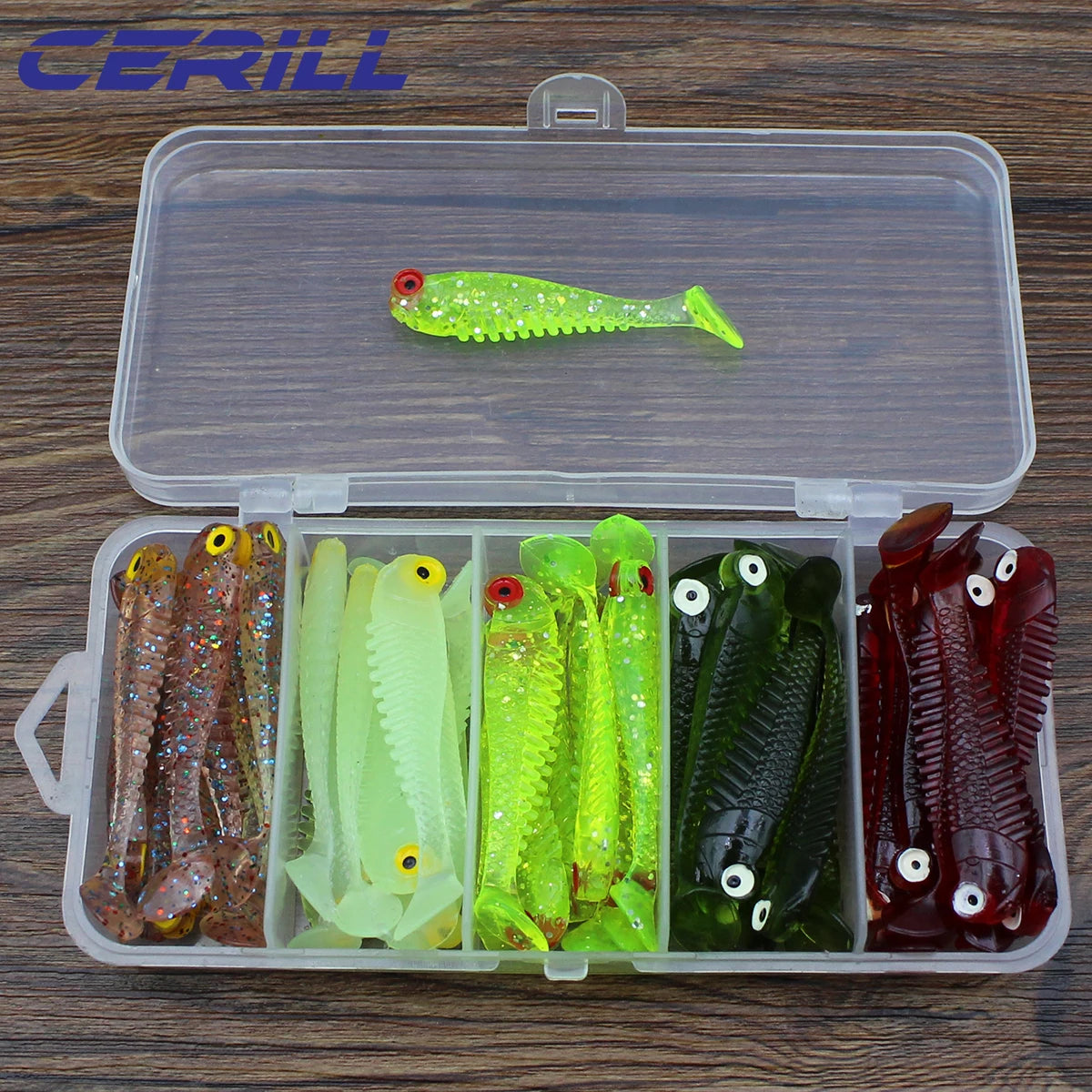 Cerill 50 pcs/kit 55 mm 1.2 g  PaddleTail  Bait Soft Fishing Lure , Bass Swimbait