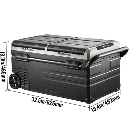 SucceBuy 75L 95L Small Fridge, Portable Mini Dual Storage Zone Refrigerator Compressor  Freezer