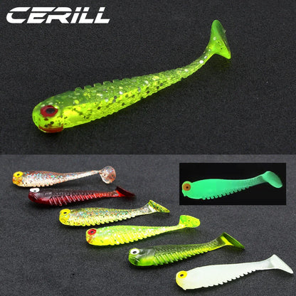 Cerill 50 pcs/kit 55 mm 1.2 g  PaddleTail  Bait Soft Fishing Lure , Bass Swimbait