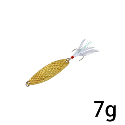 1Pcs Metal Spinner Spoon Fishing Lures 7g 10g 15g  20g, Feather Treble Hooks, VIB