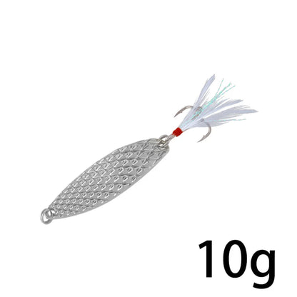1Pcs Metal Spinner Spoon Fishing Lures 7g 10g 15g  20g, Feather Treble Hooks, VIB