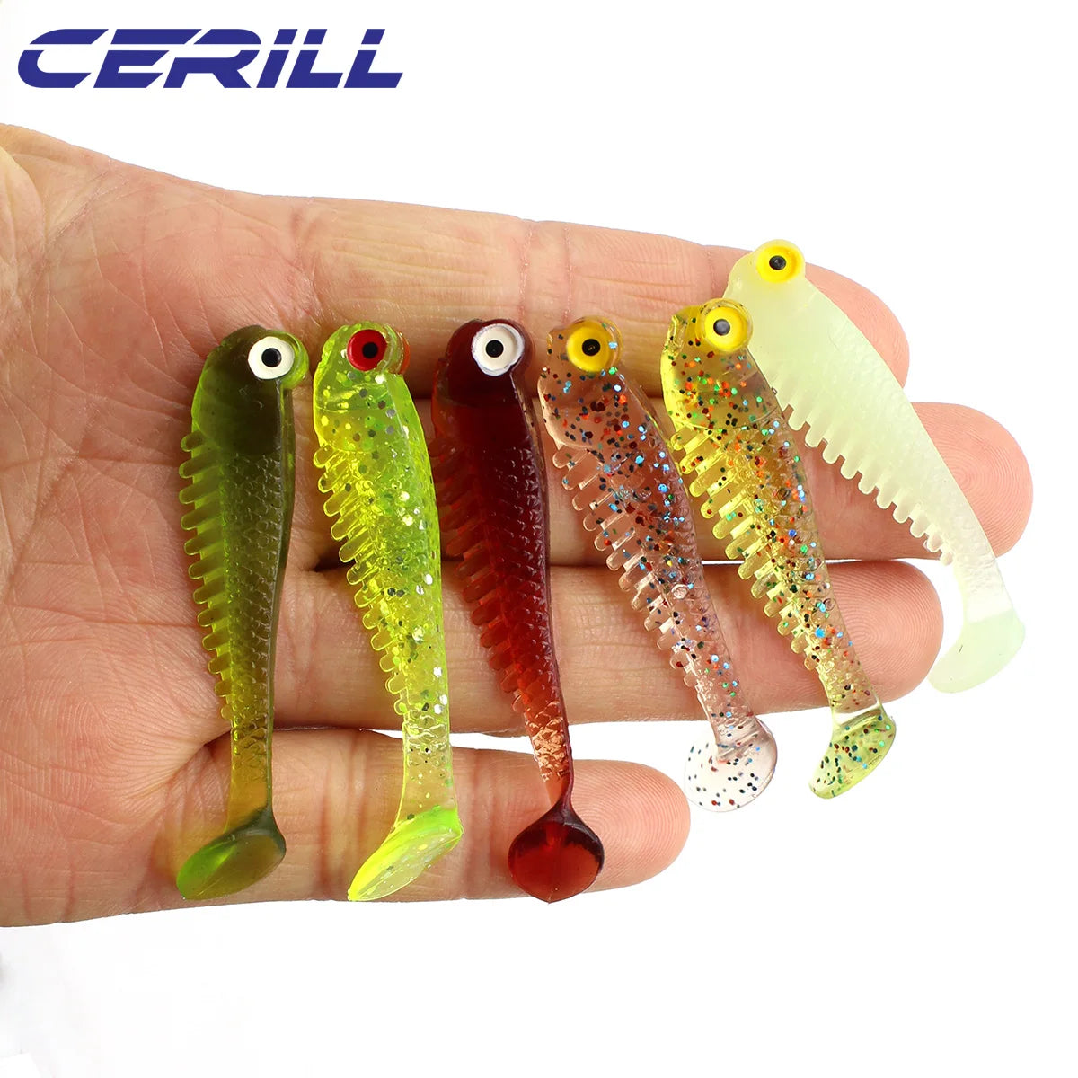 Cerill 50 pcs/kit 55 mm 1.2 g  PaddleTail  Bait Soft Fishing Lure , Bass Swimbait
