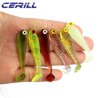 Cerill 50 pcs/kit 55 mm 1.2 g  PaddleTail  Bait Soft Fishing Lure , Bass Swimbait