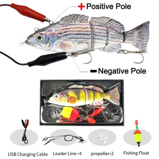 Robotic Swimming Lures 130mm ,4 Segments Swimbait, 35/54g - Auto Electric Wobblers, USB Rechargeable- LED Light For Bass, Pike, Catfish, Walleye