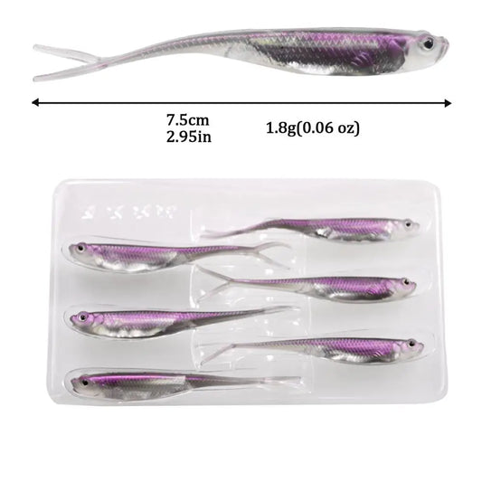 10pcs/12pcs Soft Jerk Baits- 7.5cm 10cm Silicone , For Perch, Bass, Walleye, Pike, Trout Fishing