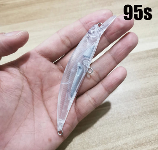 TheTime 10Pcs DIY Blank Lure Body 5.8/12/15g Unpainted Spearhead RYUKI 65/80/95mm Transparent Sinking Minnow,Hard Baits
