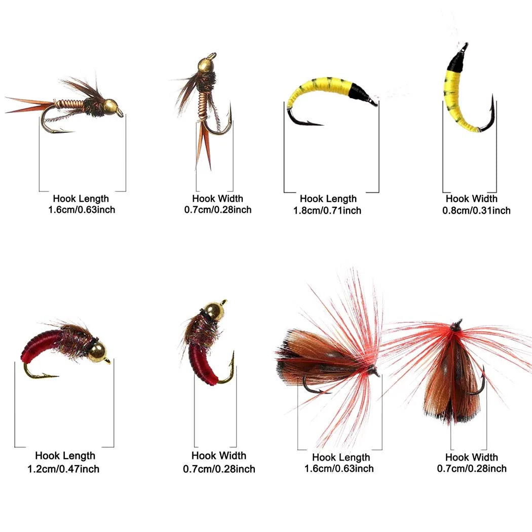 40-148Pieces/Box Trout Fly Fishing Assorted Flies Kit Nymph Dry Wet Flies- Fishing Fly