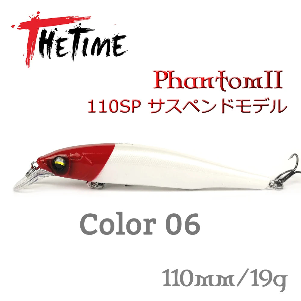 THETIME Brand PHANTOM2 110SP Suspending JERK-BAIT 110mm 19g 
BASS, PIKE, WALLEYE/ZANDER, TROUT/SALMON, PERCH, CRAPPIE, CATFISH, CARP & OTHER PREDATORS