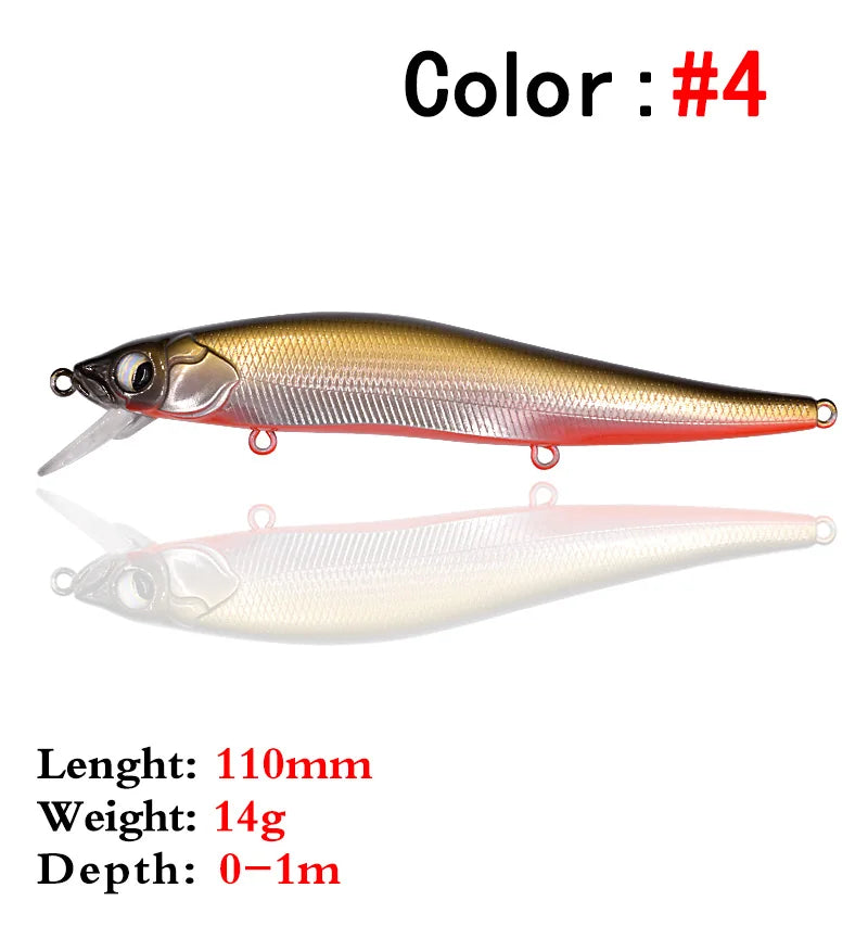 Thetime PS110F 14g Slow Rising, Floating Minnow-Jerkbait- For Pike And Perch-- Works for ALL PREDATORS