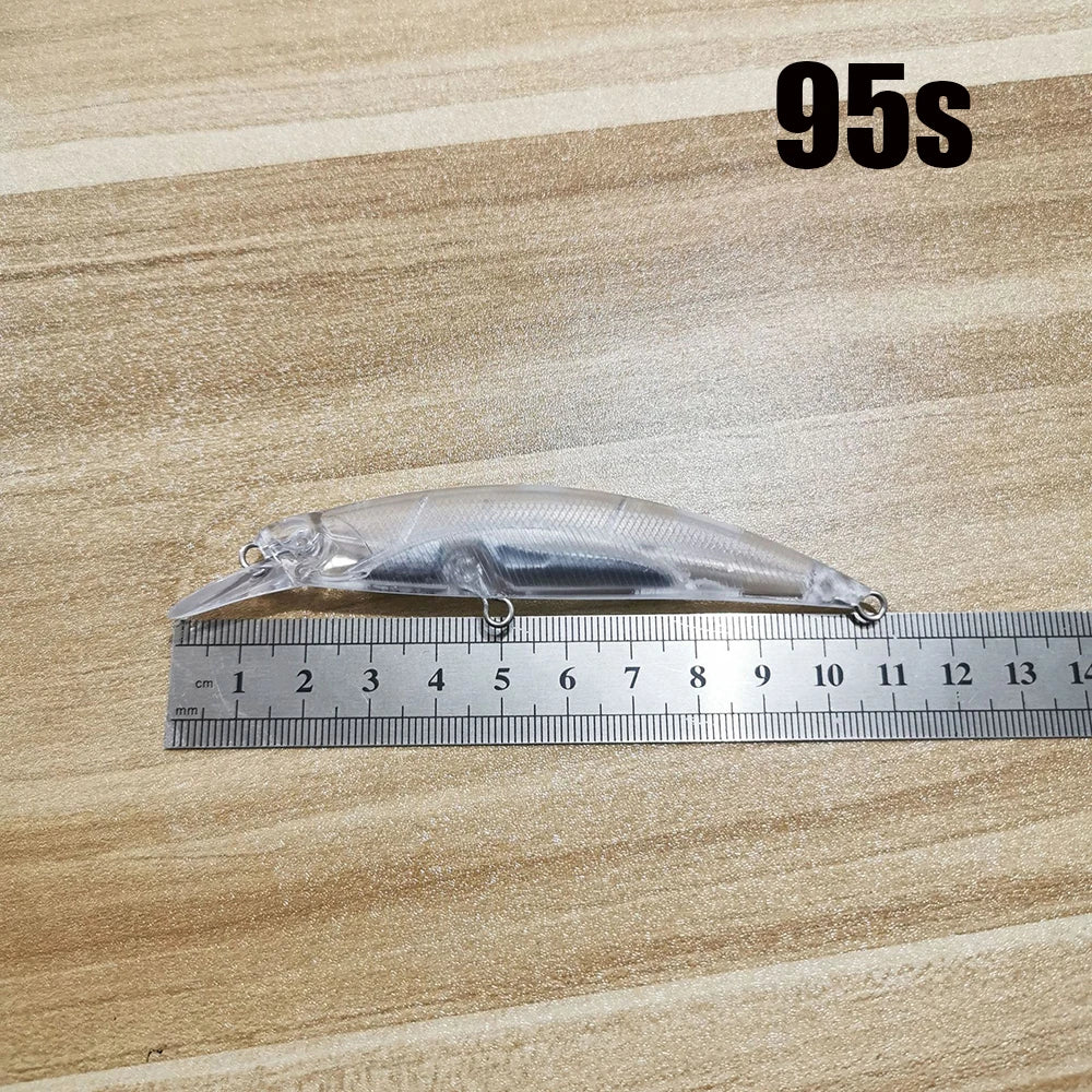 TheTime 10Pcs DIY Blank Lure Body 5.8/12/15g Unpainted Spearhead RYUKI 65/80/95mm Transparent Sinking Minnow,Hard Baits