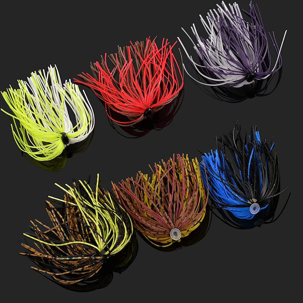 24/48Pcs Silicone Jig Skirts lure for Spinnerbaits, Buzzbaits- DIY Rubber Artificial bait 50 Strands- Lure Fishing Accessories