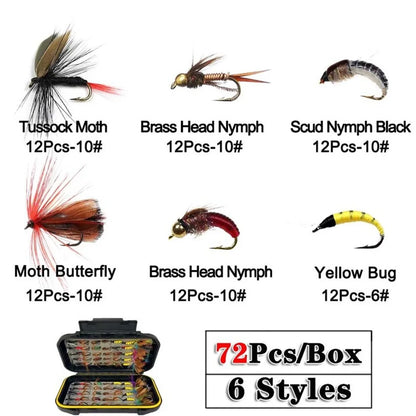 40-148Pieces/Box Trout Fly Fishing Assorted Flies Kit Nymph Dry Wet Flies- Fishing Fly