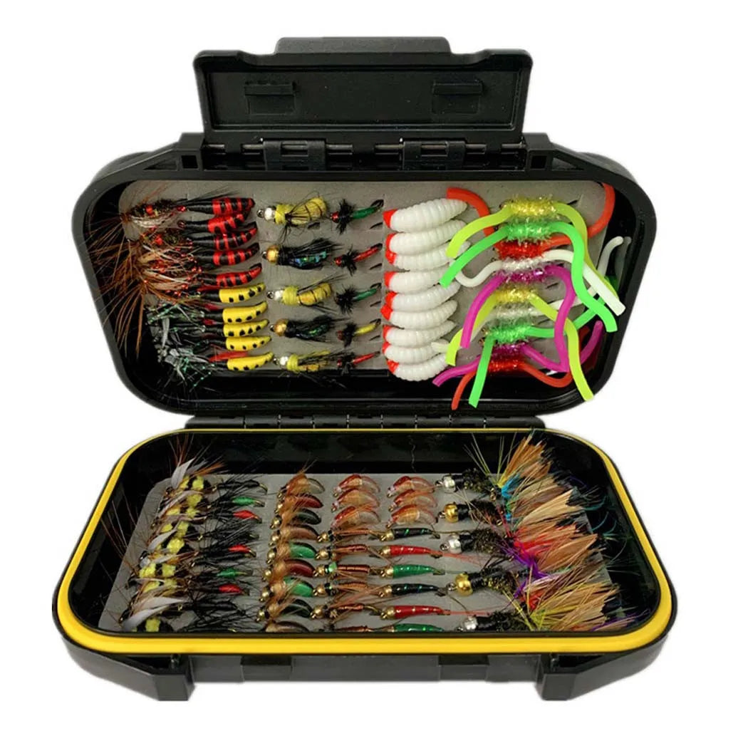 40-148Pieces/Box Trout Fly Fishing Assorted Flies Kit Nymph Dry Wet Flies- Fishing Fly